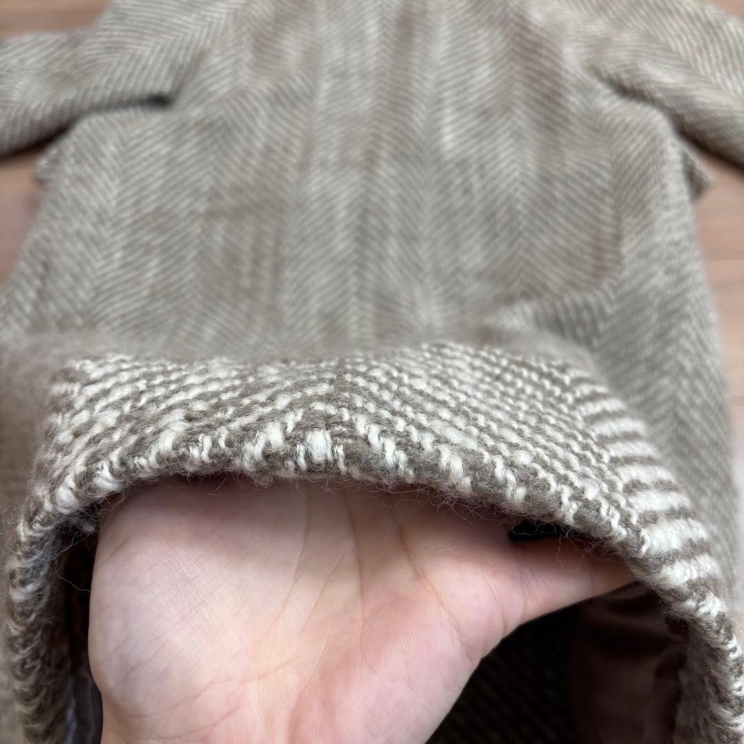 Mila Owen ヘリンボーン柄ストラップダブルコート ウール