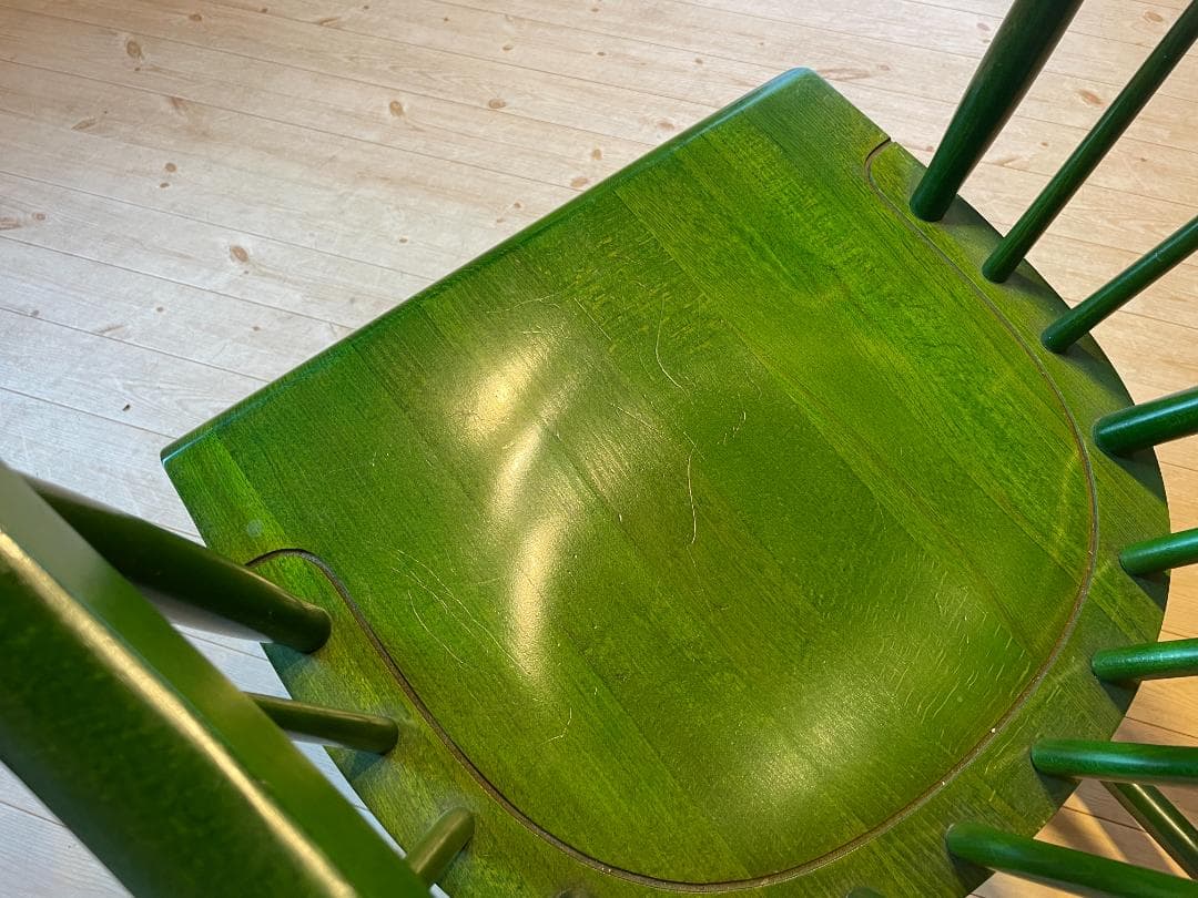 【値下げ中】飛騨産業 キツツキ 木製 ロッキングチェア ヴィンテージ 椅子 緑色