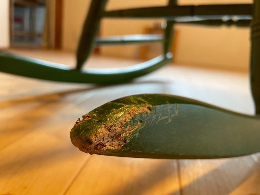 【値下げ中】飛騨産業 キツツキ 木製 ロッキングチェア ヴィンテージ 椅子 緑色