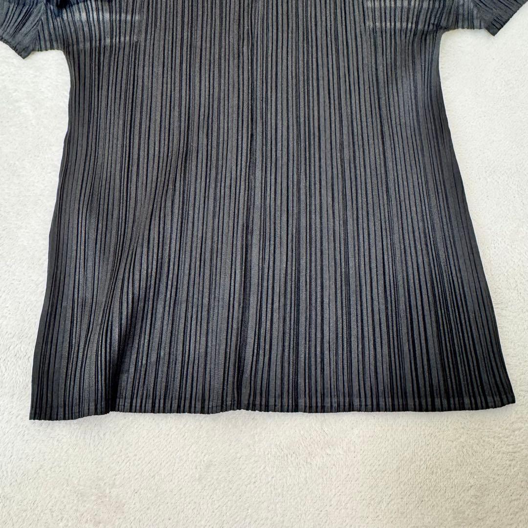 美品✨PLEATS PLEASE ブラック　異種素材　シャツ　半袖　ボタン