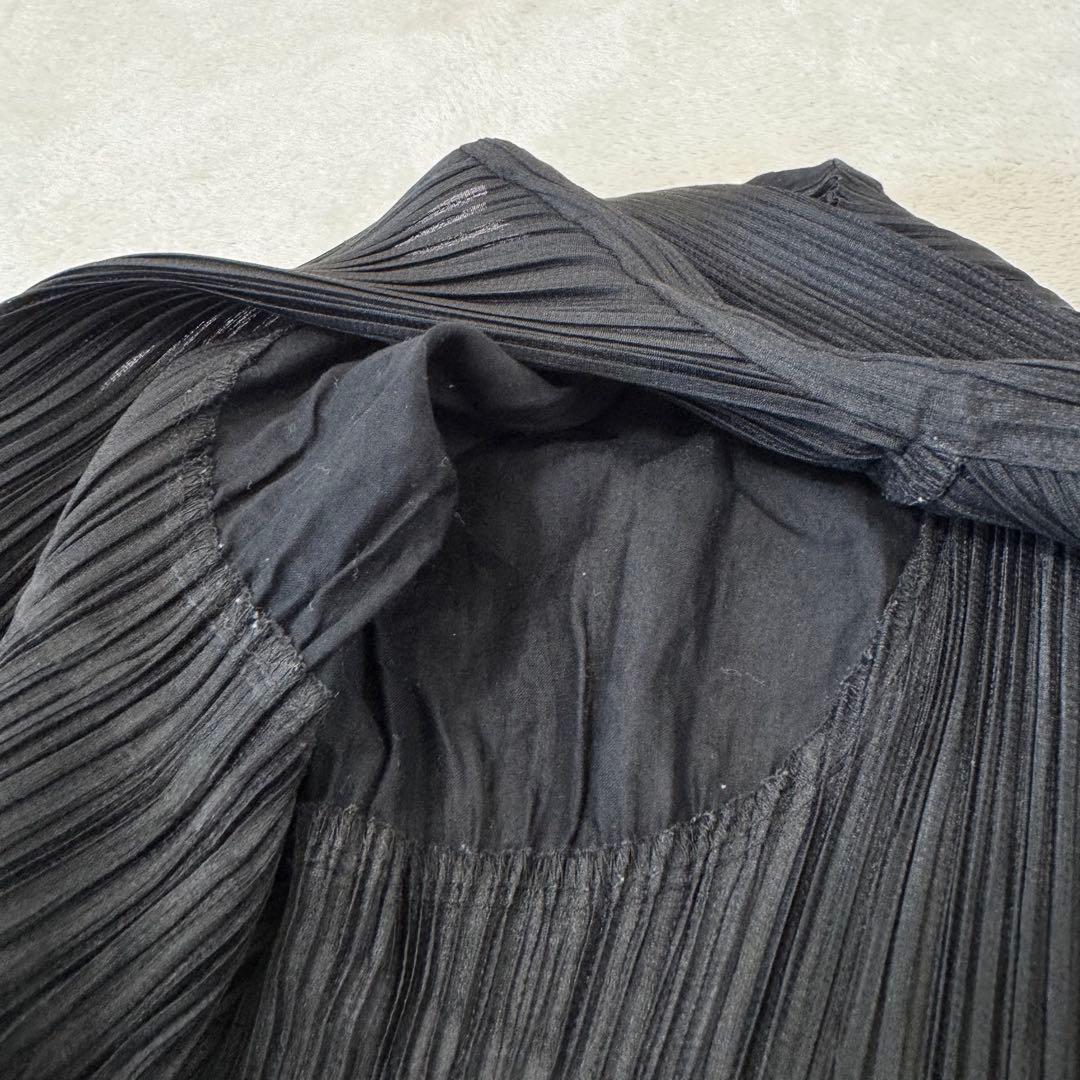 美品✨PLEATS PLEASE ブラック　異種素材　シャツ　半袖　ボタン