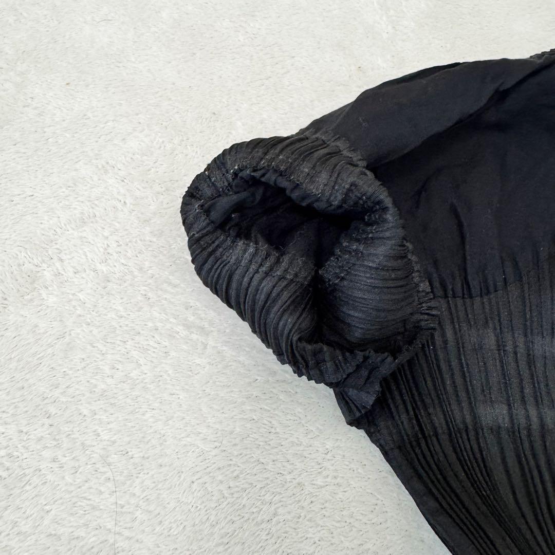 美品✨PLEATS PLEASE ブラック　異種素材　シャツ　半袖　ボタン