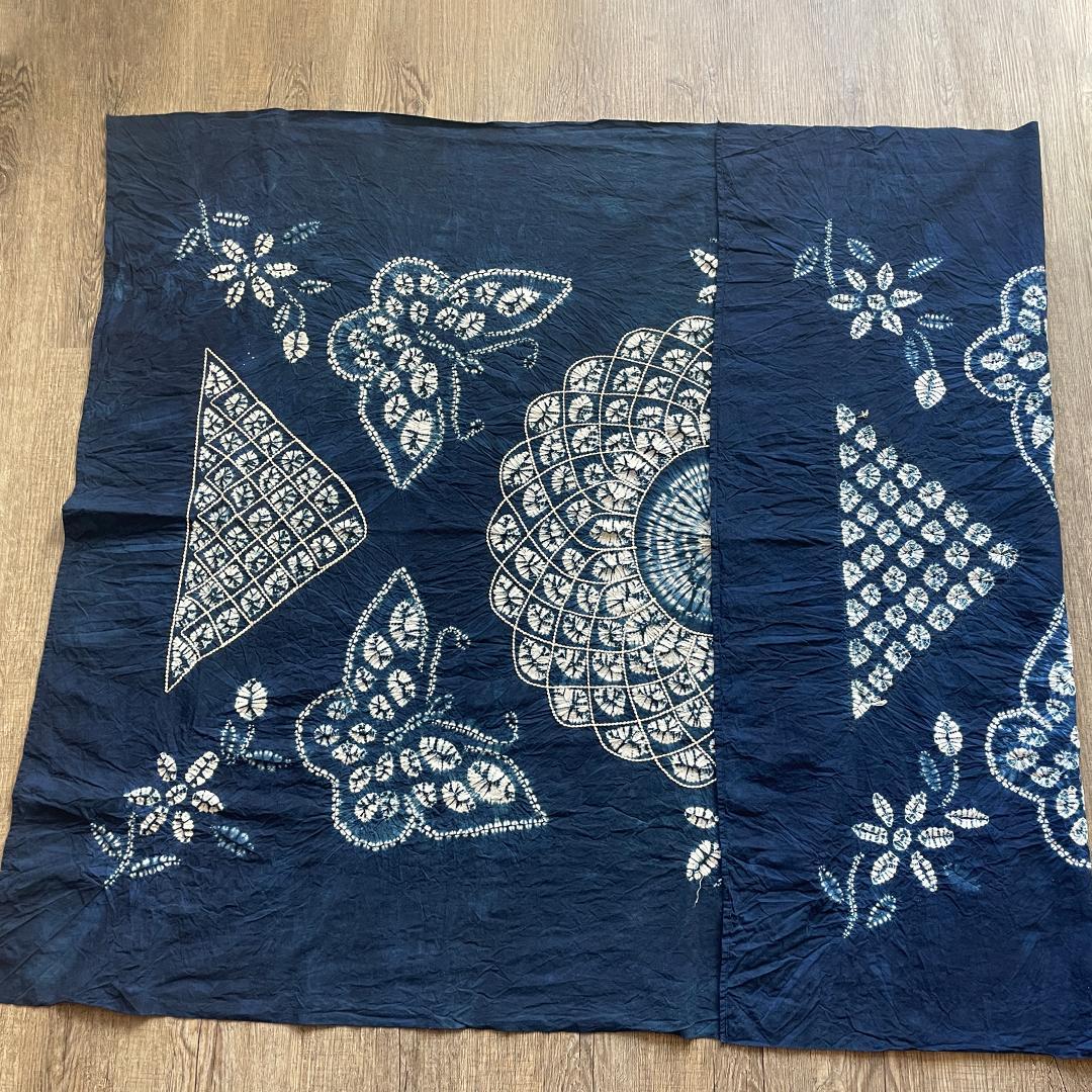 手染め 藍染 布 生地 手絞り 一点物 インテリア 雑貨用