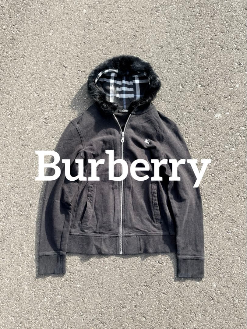 old Burberry ファー パーカー y2k archive ダークウェア