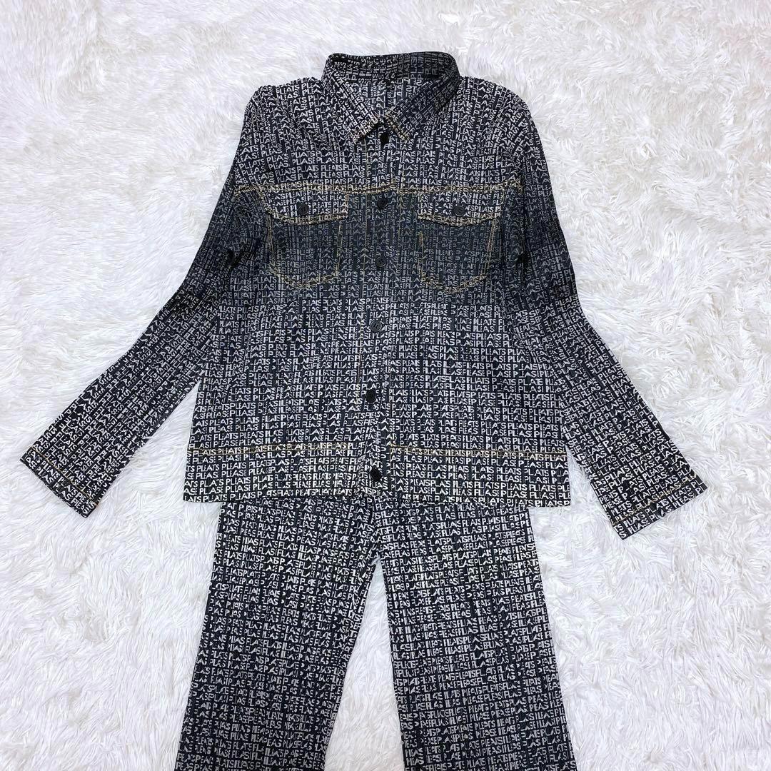 希少デザイン★プリーツプリーズ　セットアップ　イッセイミヤケ　総ロゴ