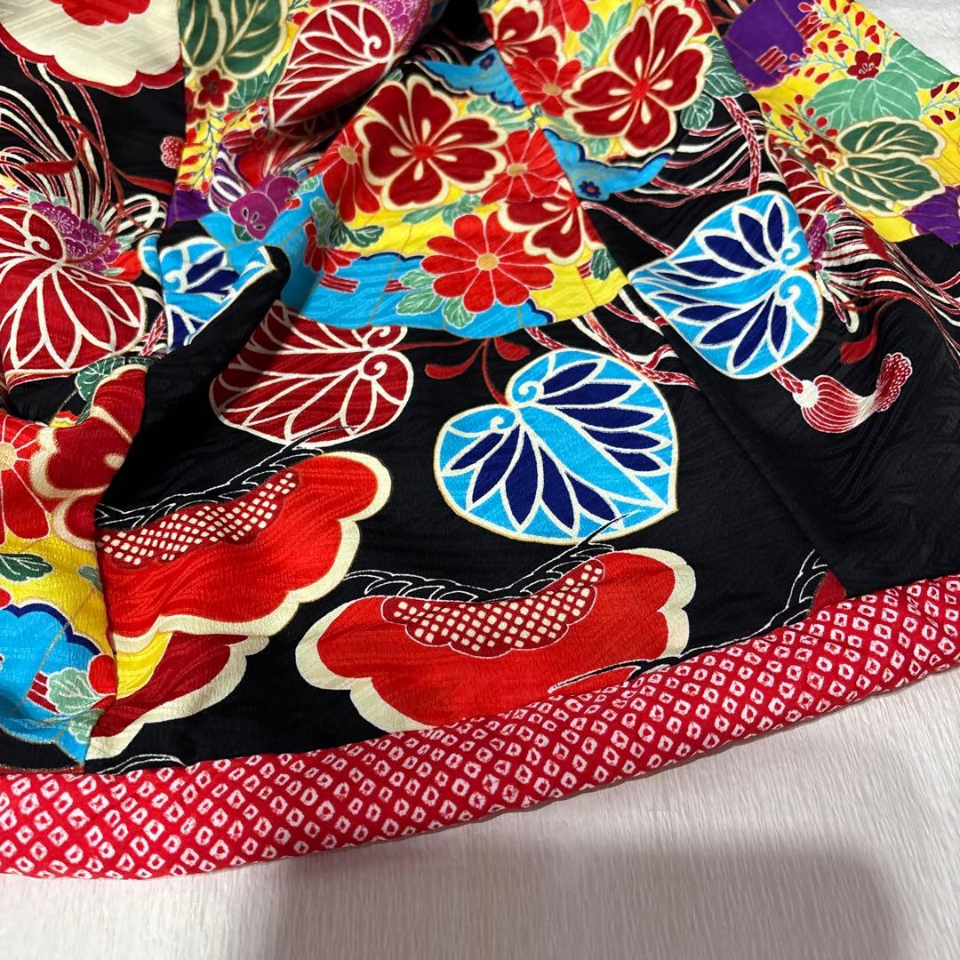 七五三　着物セット　7歳　黒色　だらり帯　舞妓スタイル　JAPAN STYLE