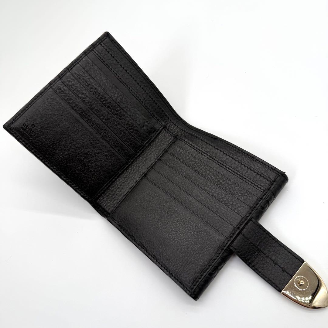 GUCCI グッチ グッチシマ レザー 二つ折り 財布 札入れ 小銭入れ 黒