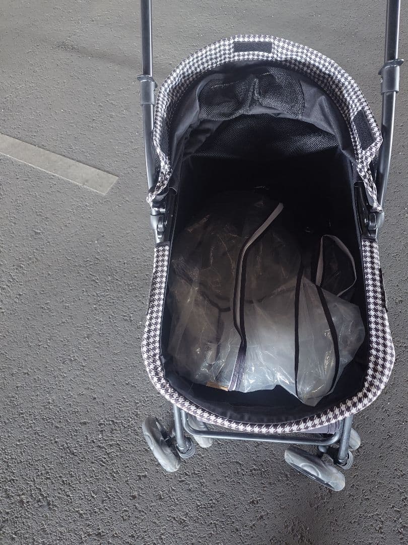 限定値下げ　ペットカート チェック柄 メッシュカバー付き