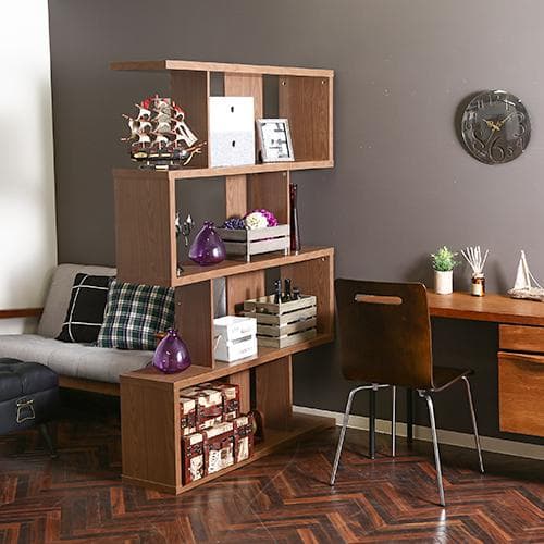 縦横可能 S型ディスプレイラック/収納棚 4段 ミディアムブラウン