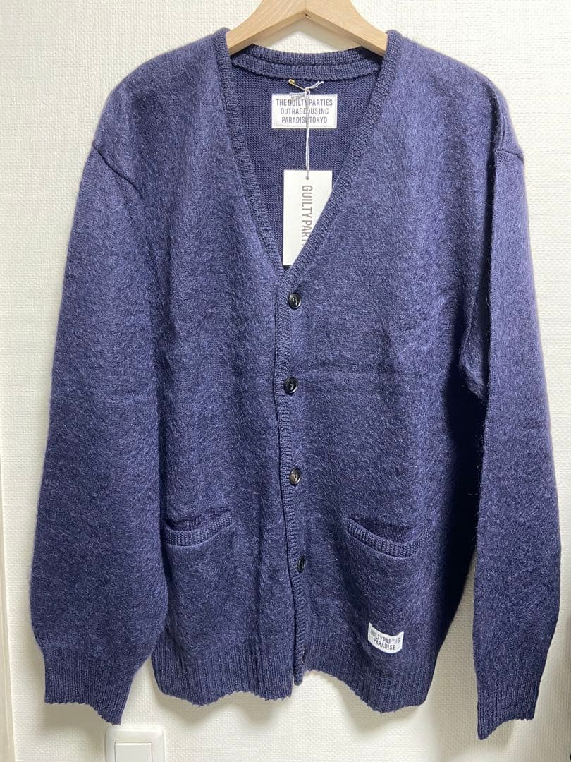 新品★ワコマリア　wackomaria モヘアニットカーディガン　ネイビー　紺