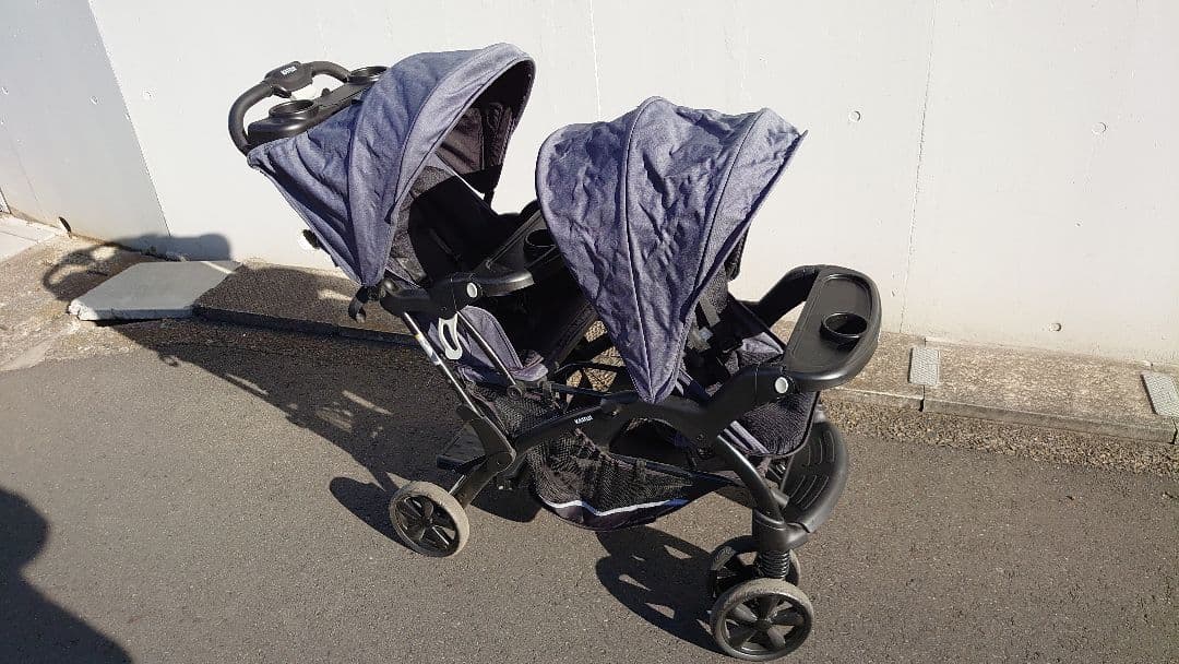 【美品】KATOJI 二人でゴーDX レインカバー付｜二人乗りベビーカー｜