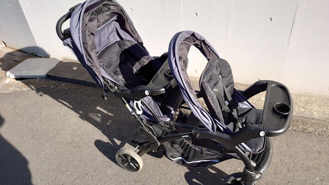 【美品】KATOJI 二人でゴーDX レインカバー付｜二人乗りベビーカー｜