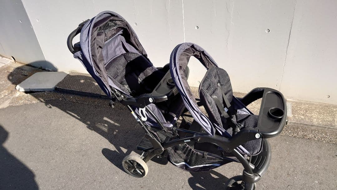 【美品】KATOJI 二人でゴーDX レインカバー付｜二人乗りベビーカー｜