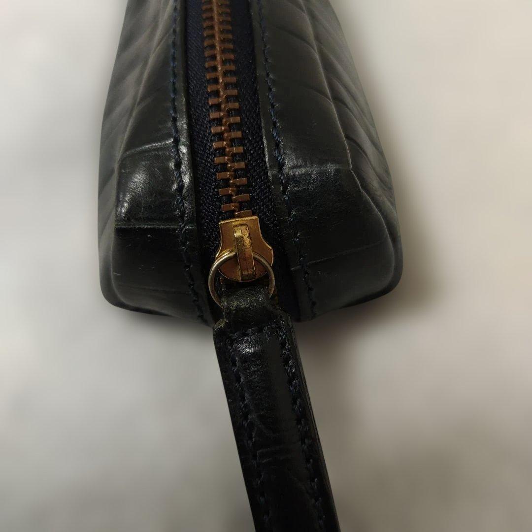 Felisi　フェリージ　クロコ型押しペンケース 724　ネイビー