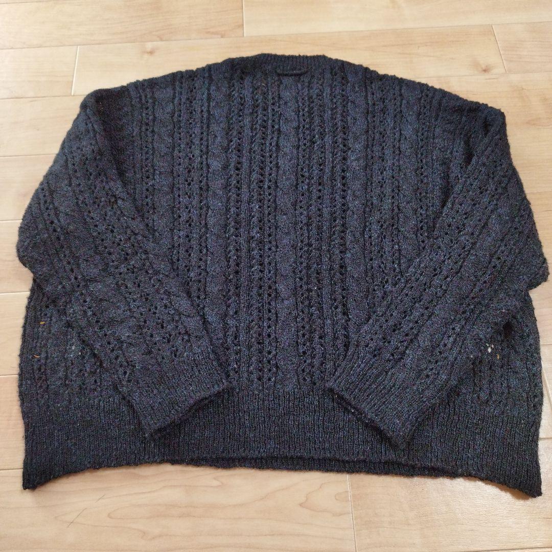 【121】45R シェットランドケーブル　鍵編み　セーター