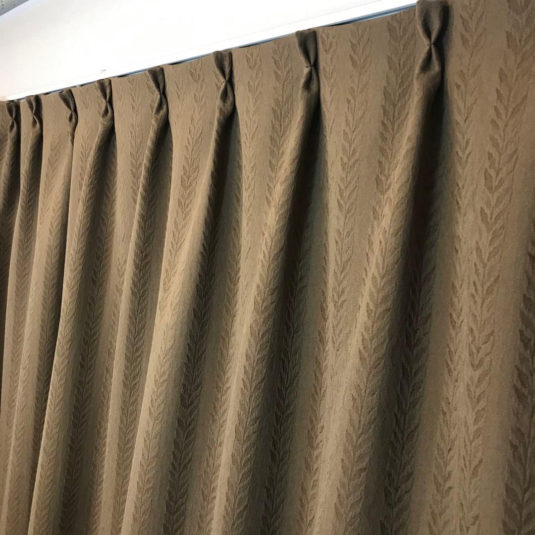 ドレープ　カーテン　幅200cm×丈220cm2枚　ブラウン