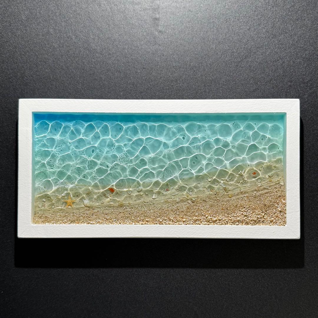 レジンアートオーシャンアート キラキラ波紋 沖縄 海15cmx30cm×2cm