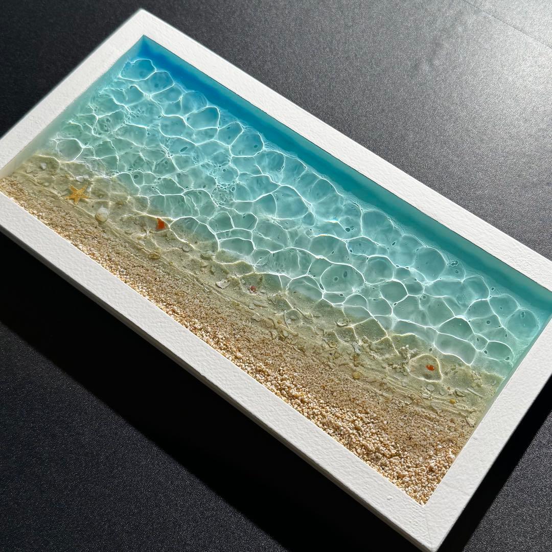 レジンアートオーシャンアート キラキラ波紋 沖縄 海15cmx30cm×2cm