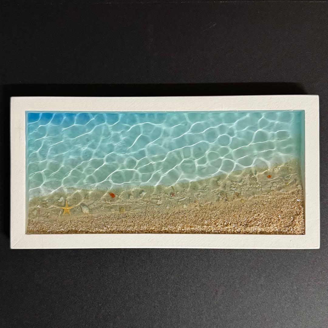 レジンアートオーシャンアート キラキラ波紋 沖縄 海15cmx30cm×2cm
