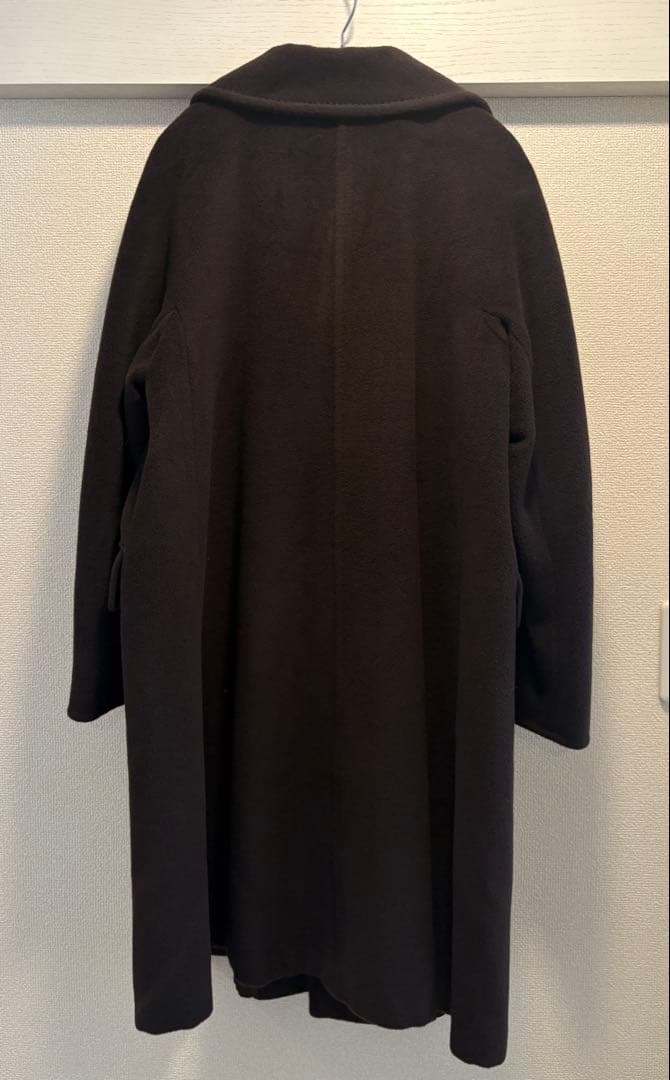 MaxMara ダークブラウン カシミヤ混ロングコート　クリーニング済み