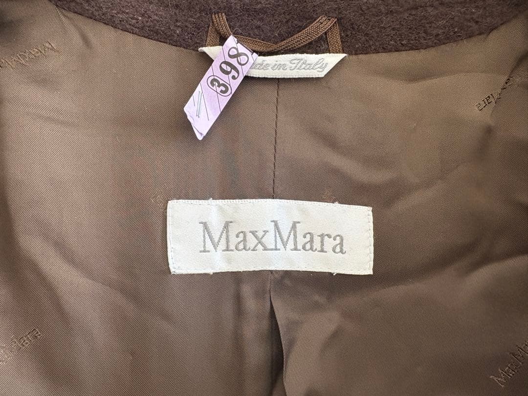 MaxMara ダークブラウン カシミヤ混ロングコート　クリーニング済み