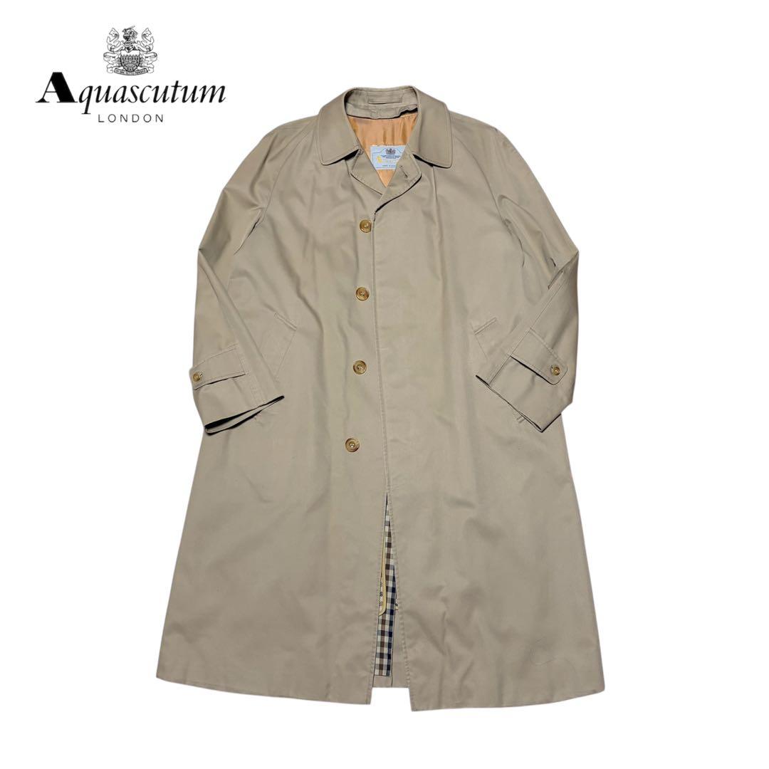 英国製　アクアスキュータム　バルマカーンコート　ステンカラーコート　ライナー付き