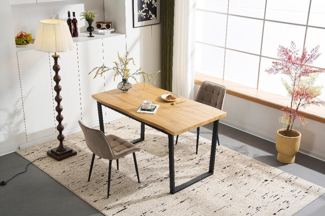 【オーク】ダイニングテーブル 食卓 2・4人用 幅140cm 組立非常に簡単