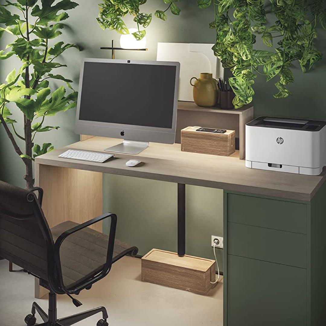 【2個セット】NATURE SUPPLIES 木製ケーブル収納ボックス ホワイト