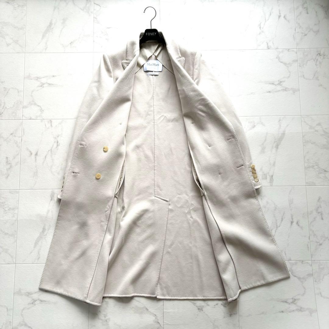 美品 マックスマーラ クチートアマーノ カシミヤ ロングコート アイボリー 46