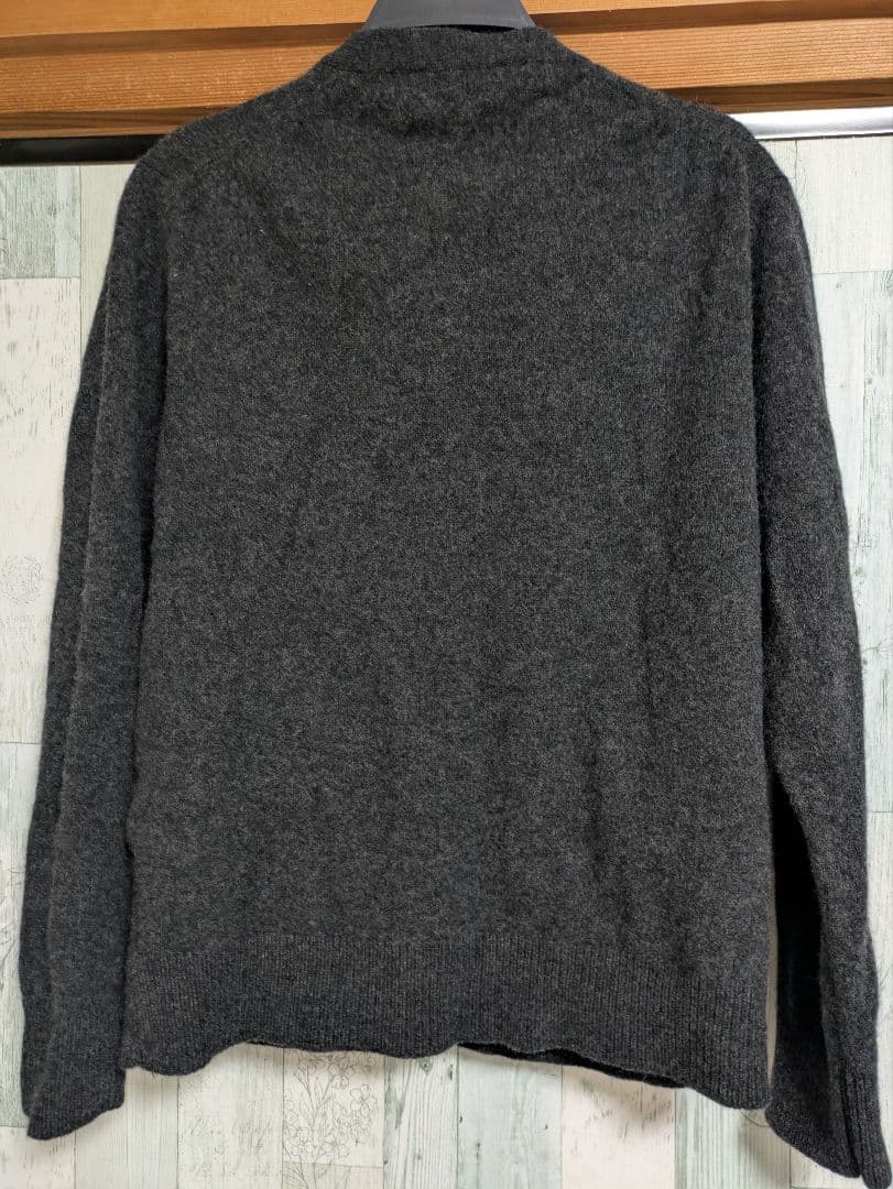 メゾンキツネ　カーディガン　チャコールグレー　ワンポイント　刺繍　L