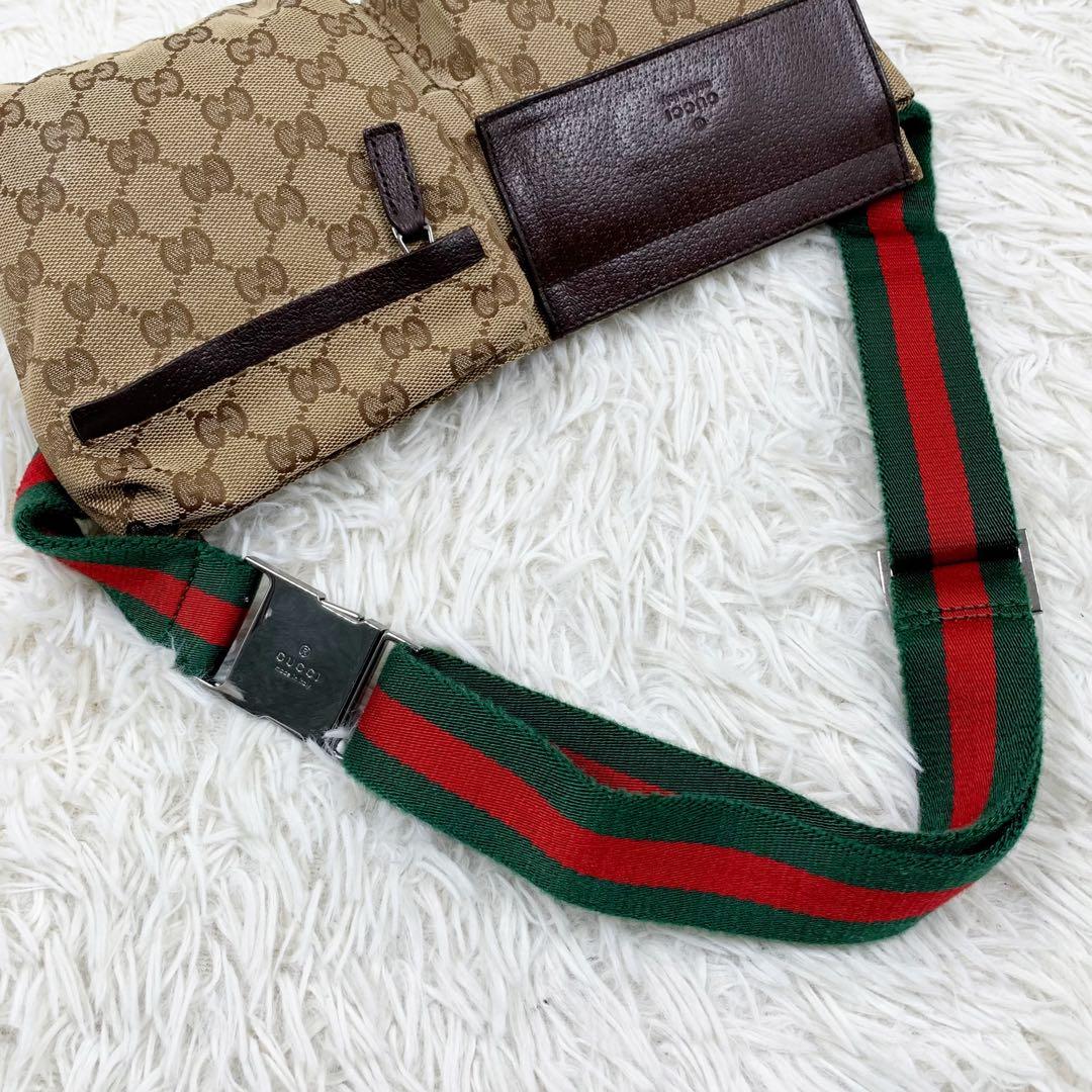 【✨極美品✨】グッチ ウエストポーチ シェリーライン GGキャンバス ベージュ