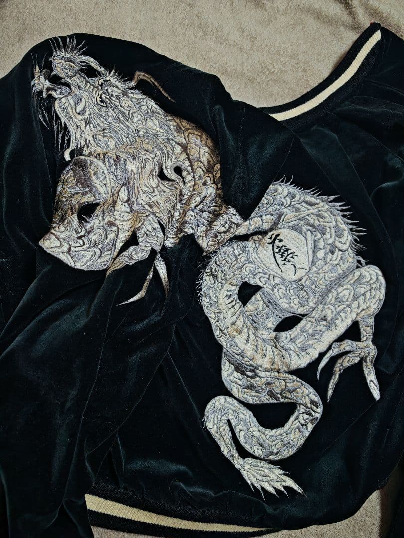 六無人 美品 別珍 ２面用 スカジャン 日本限定 龍 レーヨン unisex