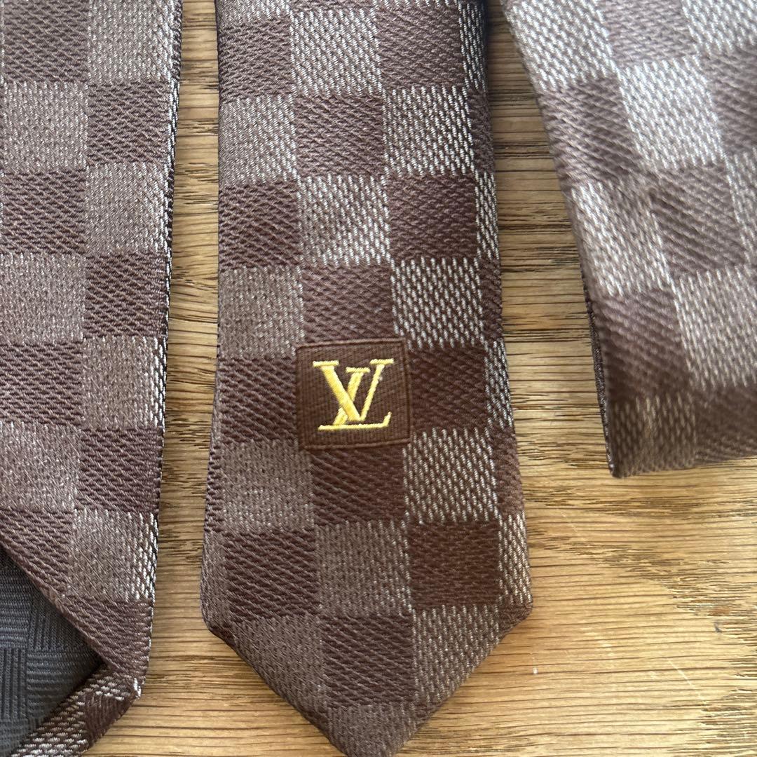 フ*ル様 Louis Vuitton ブラウン チェック柄 ネクタイ