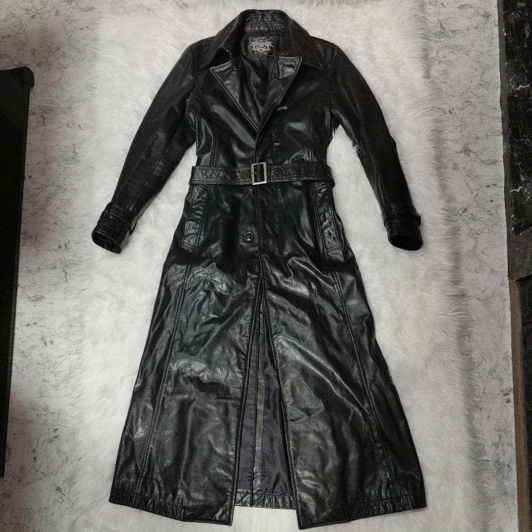 か*き様 美品希少　トルネードマート　黒レザー（牛革）スーパーロング丈　１３０c