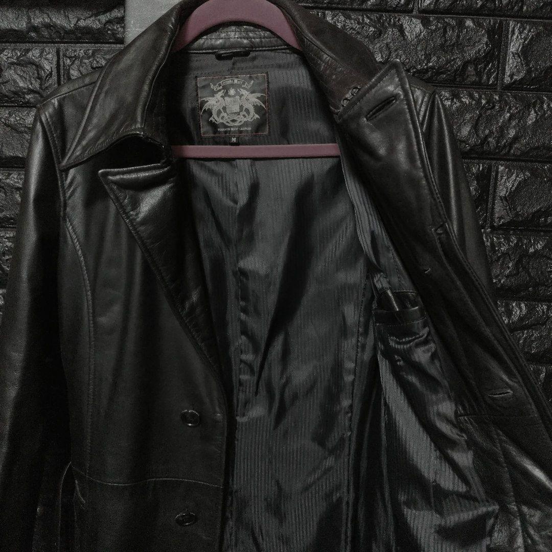 か*き様 美品希少　トルネードマート　黒レザー（牛革）スーパーロング丈　１３０c