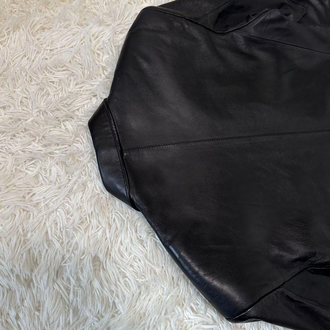 値下げ 大きい ウィンドアーマー イタリア 羊革 レザー ジャケット 裏地 ロゴ