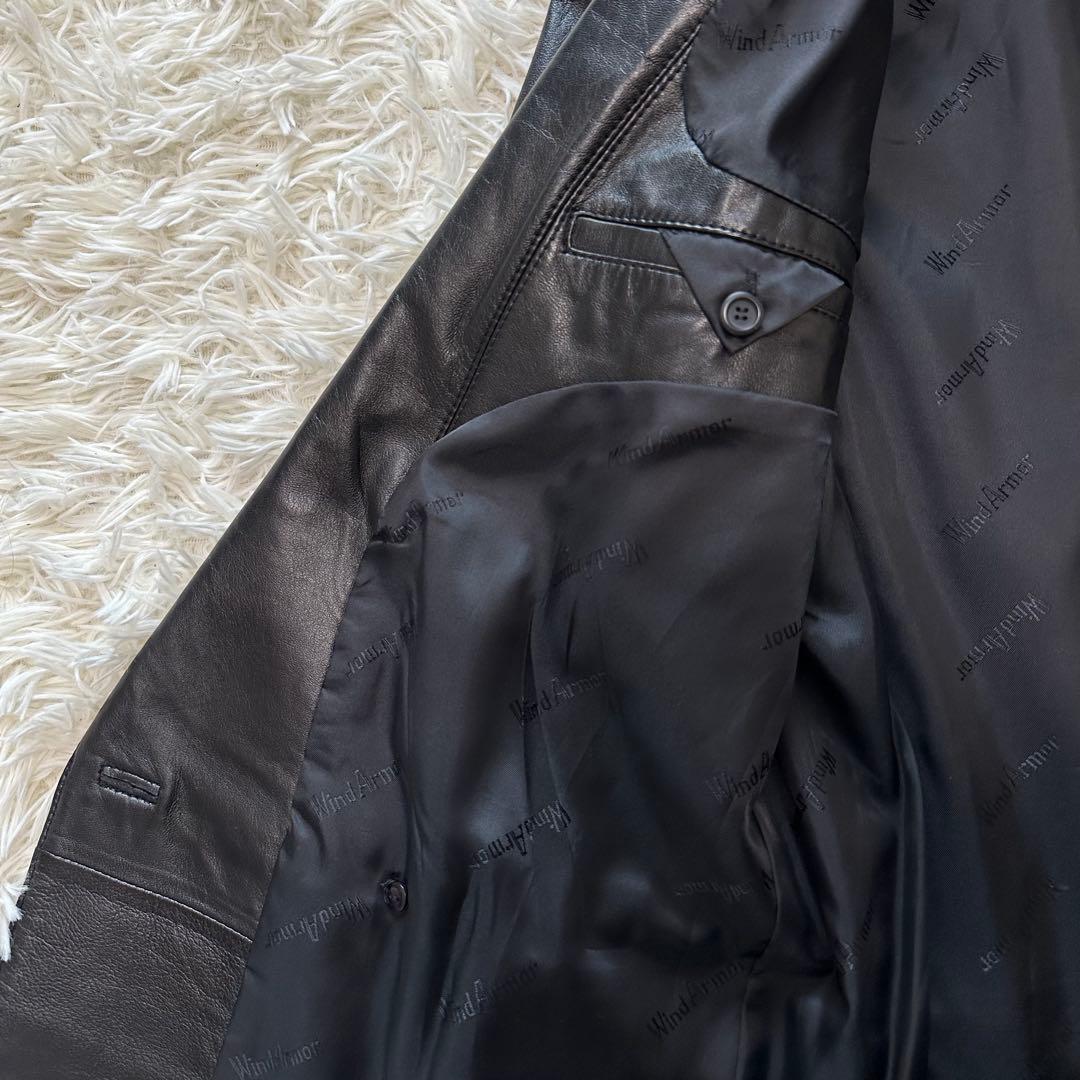 値下げ 大きい ウィンドアーマー イタリア 羊革 レザー ジャケット 裏地 ロゴ
