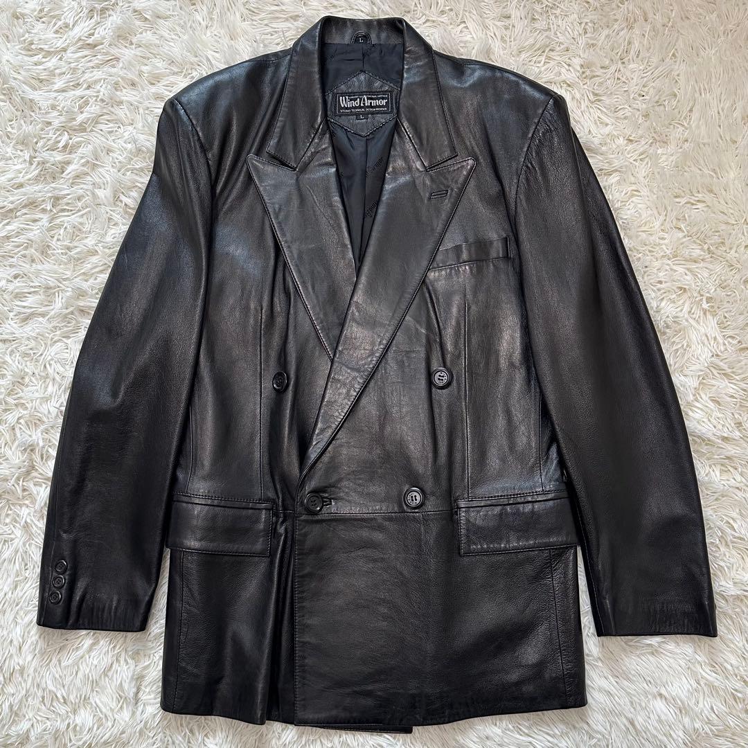 値下げ 大きい ウィンドアーマー イタリア 羊革 レザー ジャケット 裏地 ロゴ