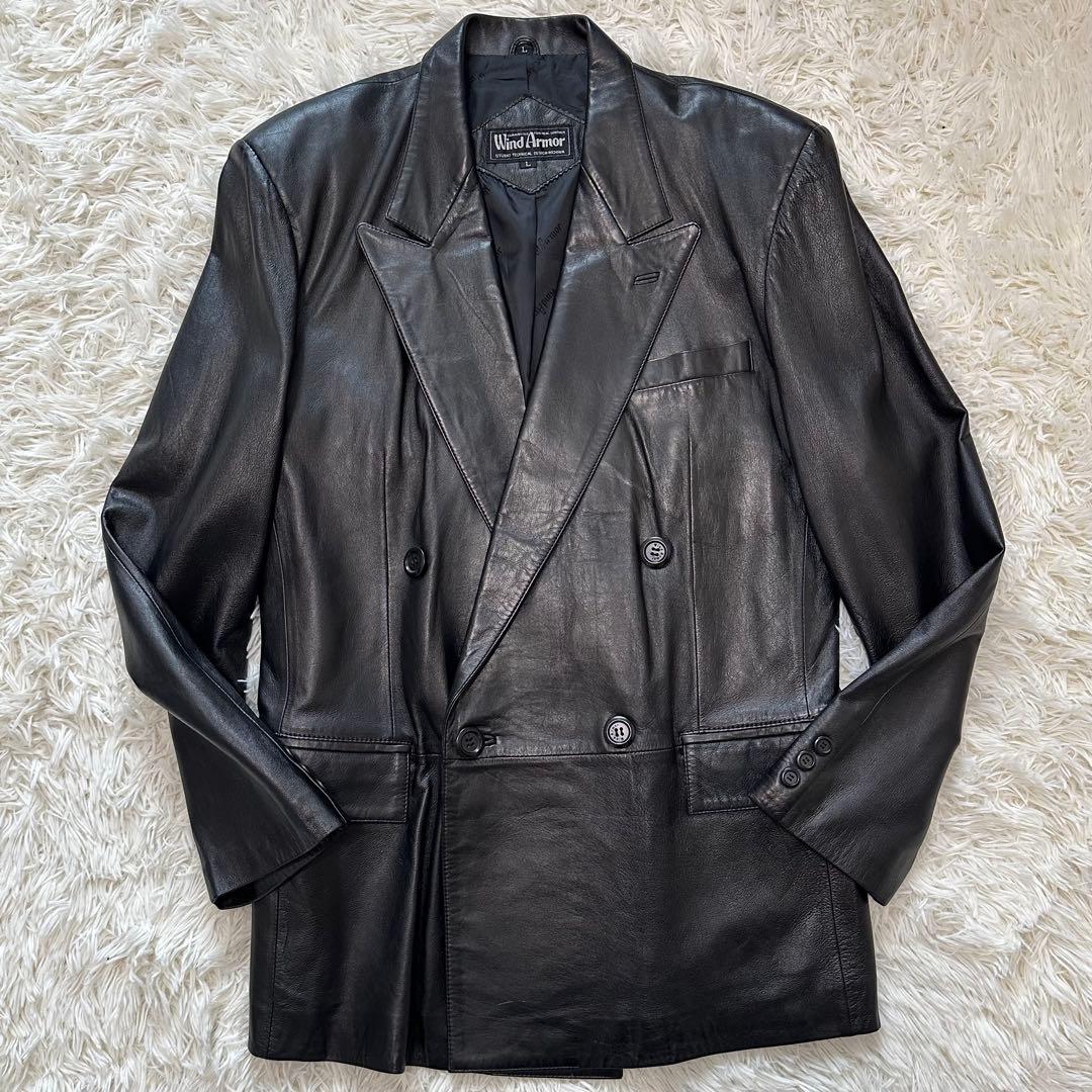 値下げ 大きい ウィンドアーマー イタリア 羊革 レザー ジャケット 裏地 ロゴ