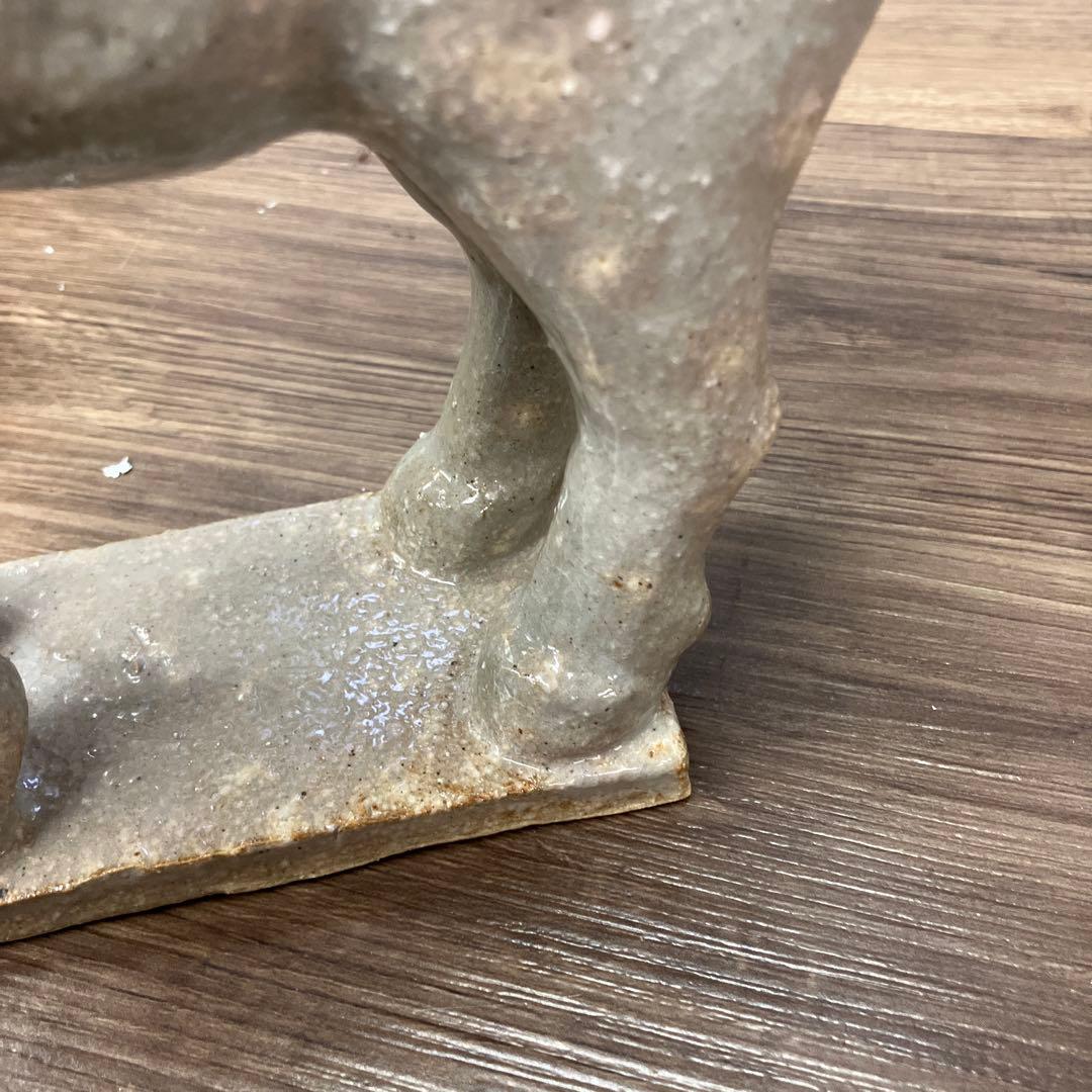 3F 馬 置物 陶器 骨董 干支 午 共箱付き 馬 陶器 オブジェ アンティーク