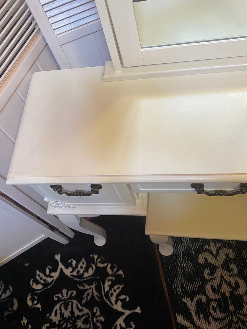 希少♦️ロココ仕様 アンティーク調 便利ドレッサー＆チェアセット♦️ホワイト♦️送料込