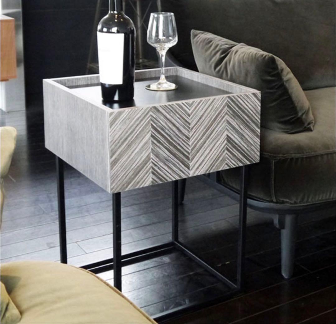 【新品同様】サイド ナイト テーブル 収納付き 角型 ホテルライク 北欧 完成品