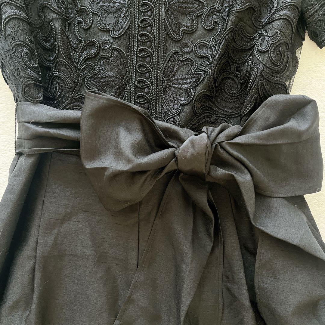 美品★GRACE CONTINENTAL★コード刺繍サイドサロペット 黒 36