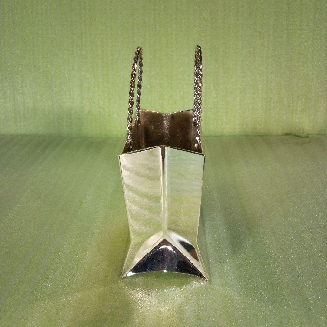 手提げ袋型金属製オブジェ　ショッピングバッグ　ミニチュアバッグ　置物　メタル