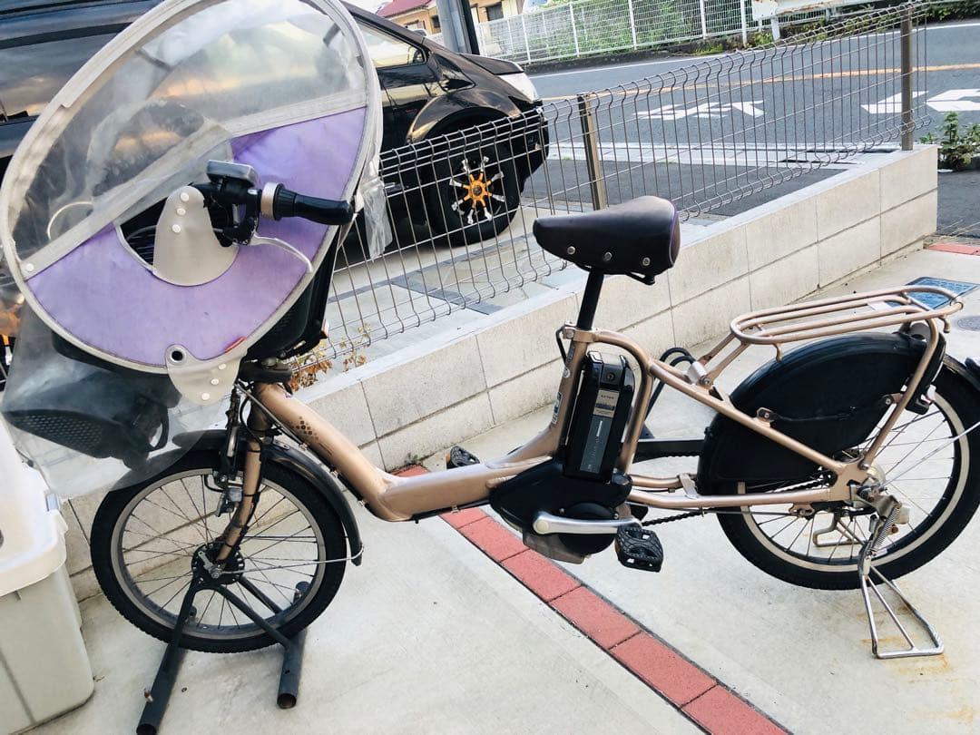 【ジャンク品】電動自転車 チャイルドシート付き ベージュ　直接引き渡し希望