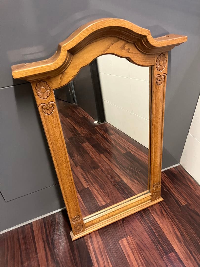 鏡　壁掛け　木製　ビンテージ　北欧