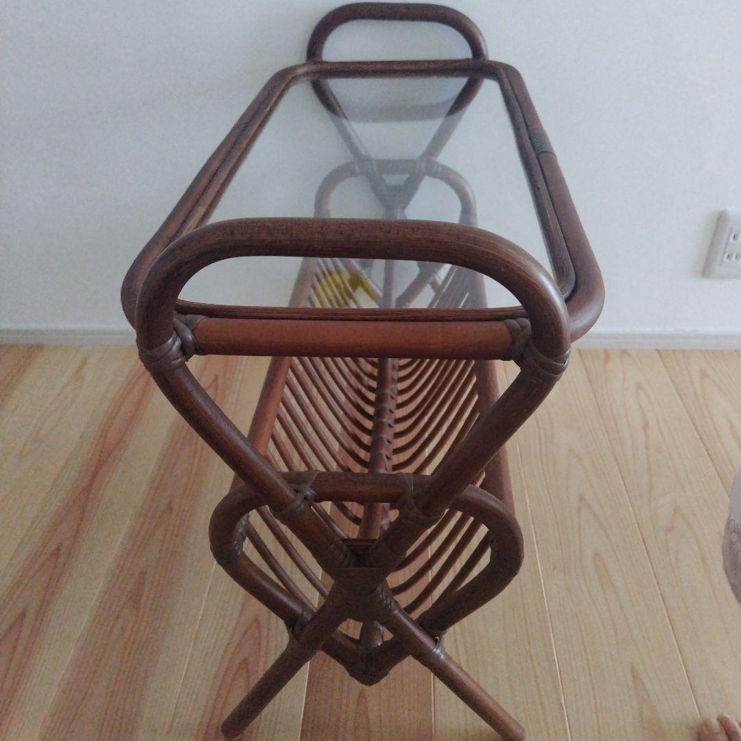 ※3日間限定価格※☆クラッシュゲート☆ ラタン ガラス サイドテーブル