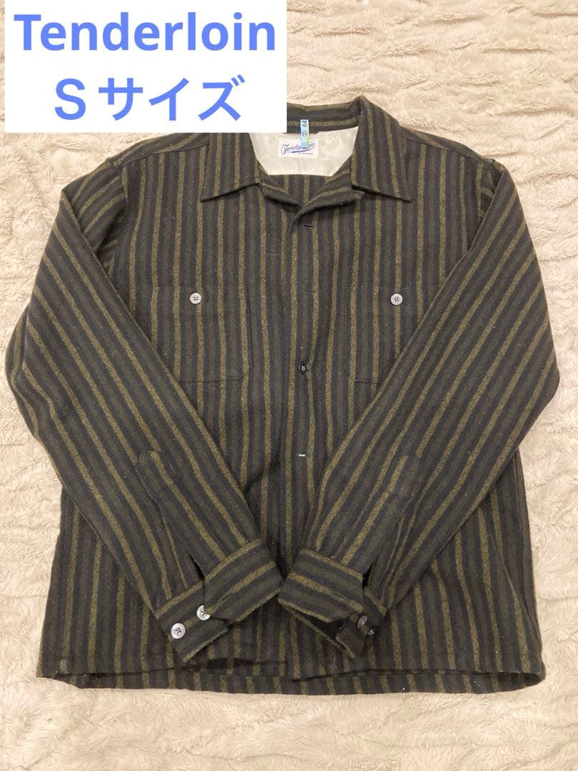 【noberu】オーブンカラー ウールシャツ　ストライプ　長袖シャツ