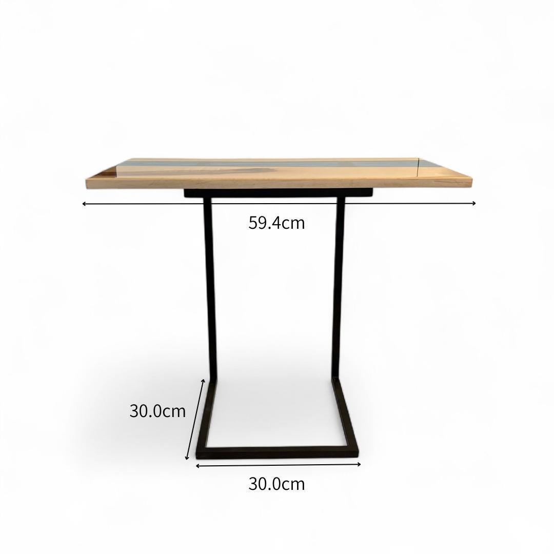 ミニテーブル サイドテーブル デスク リバー レジン 一枚板 アイアン 北欧