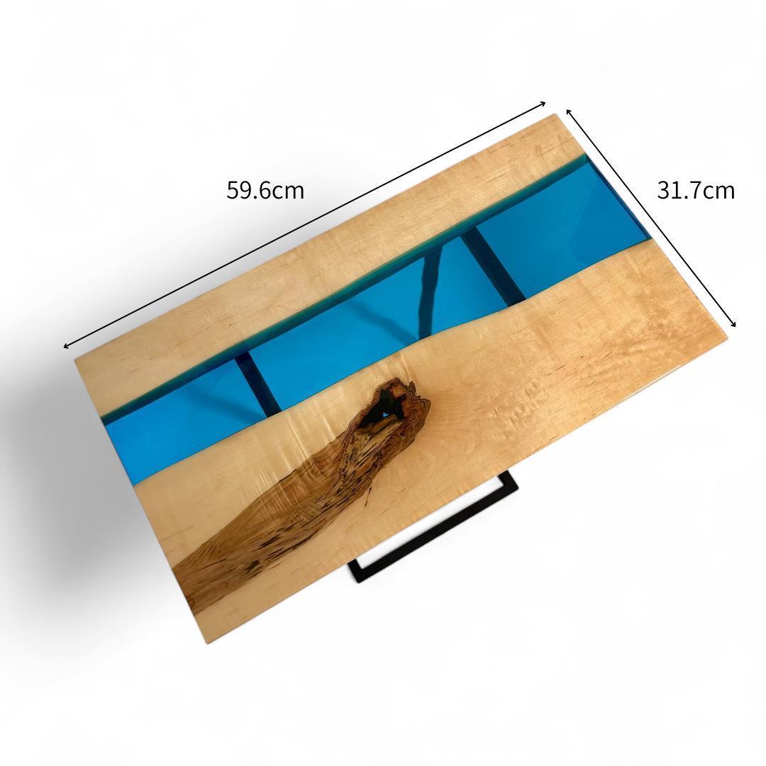 ミニテーブル サイドテーブル デスク リバー レジン 一枚板 アイアン 北欧